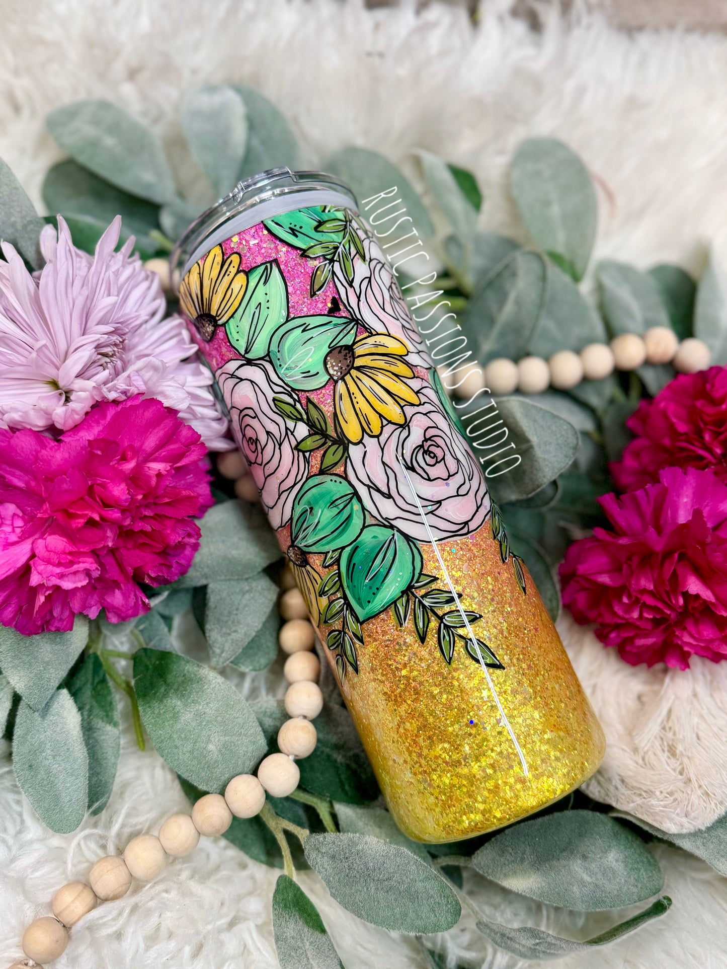 Hand Painted 20 oz straight choose to bloom