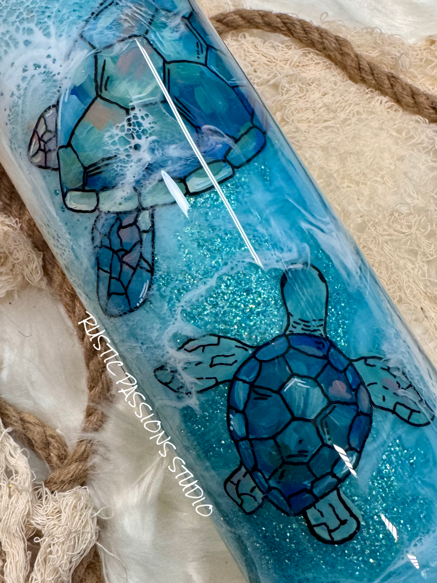 24 oz Plump Hand Painted Sea Turtle Beach Tumbler