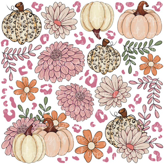 Leopard Floral Pumpkin Elements
