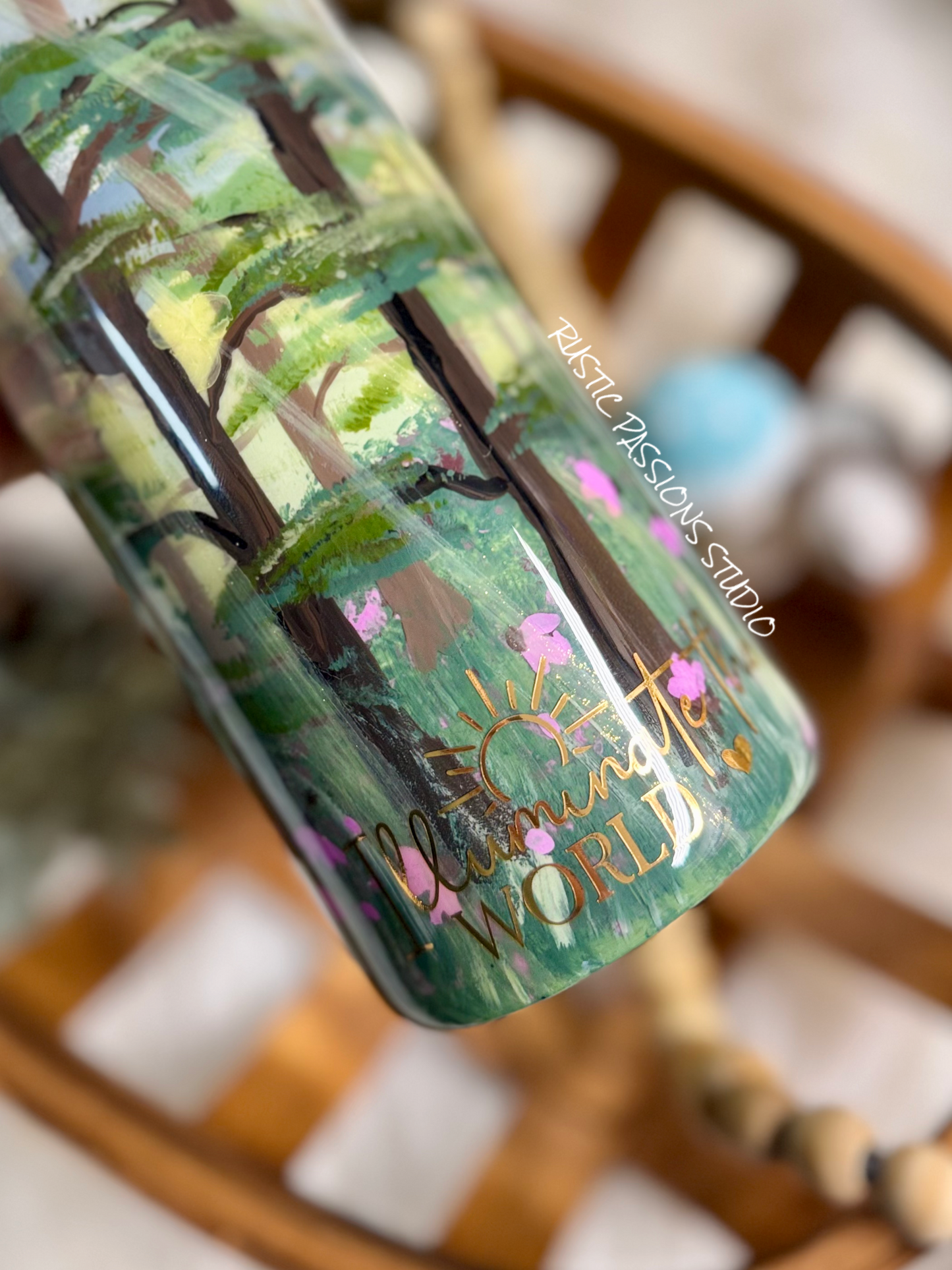 20 oz skinny Let your Light Shine, Hand Painted Tumbler