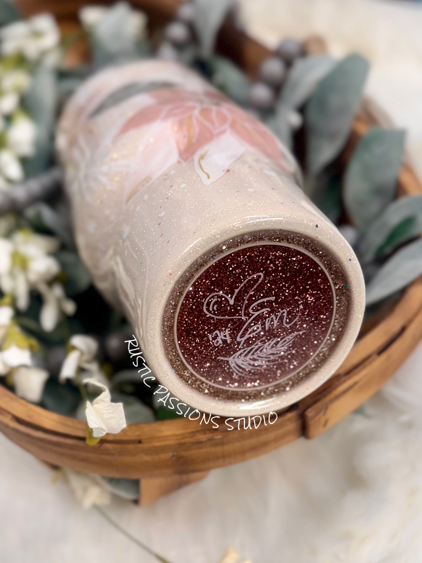 32 oz true Hand Painted Poinsettia Tumbler
