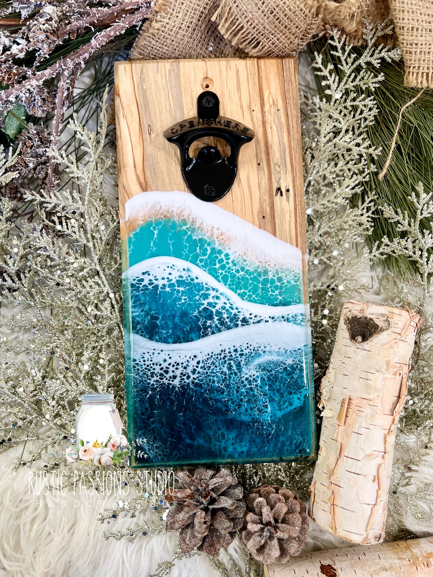Wall mounted bottle opener on spalted maple