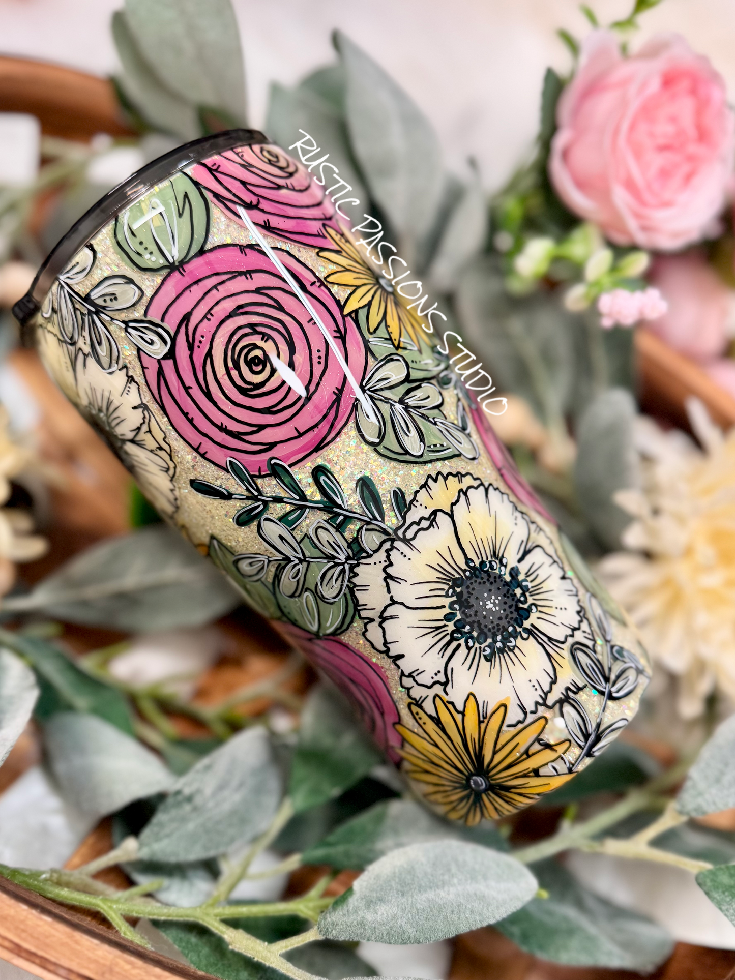 Anemone and Buttercup Hand Painted 20oz curve