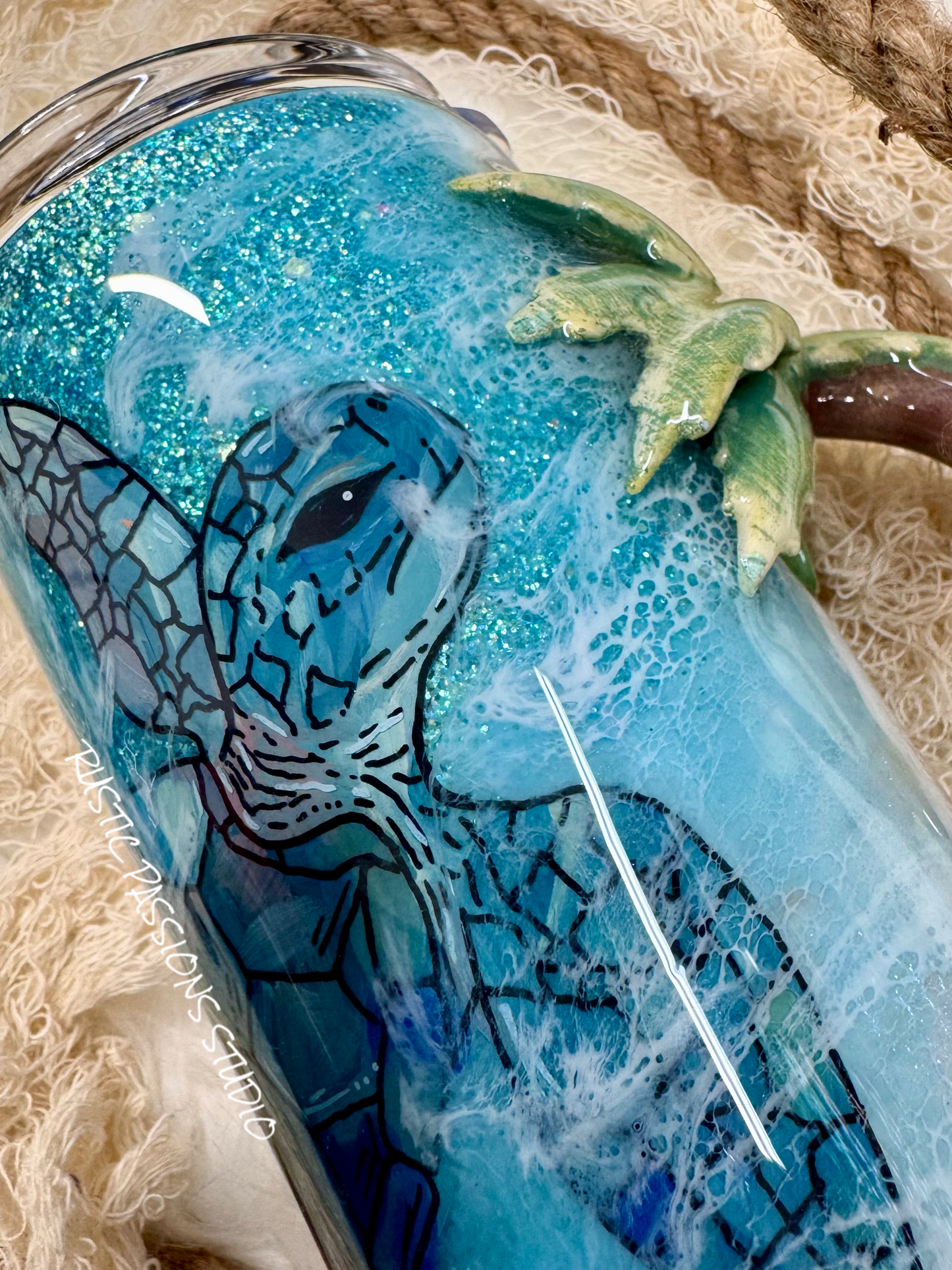 24 oz Plump Hand Painted Sea Turtle Beach Tumbler