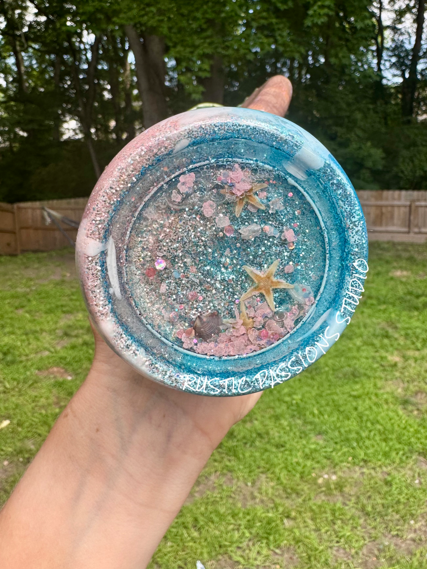 32 oz plump, Hand Painted Sea Turtle Beach Tumbler