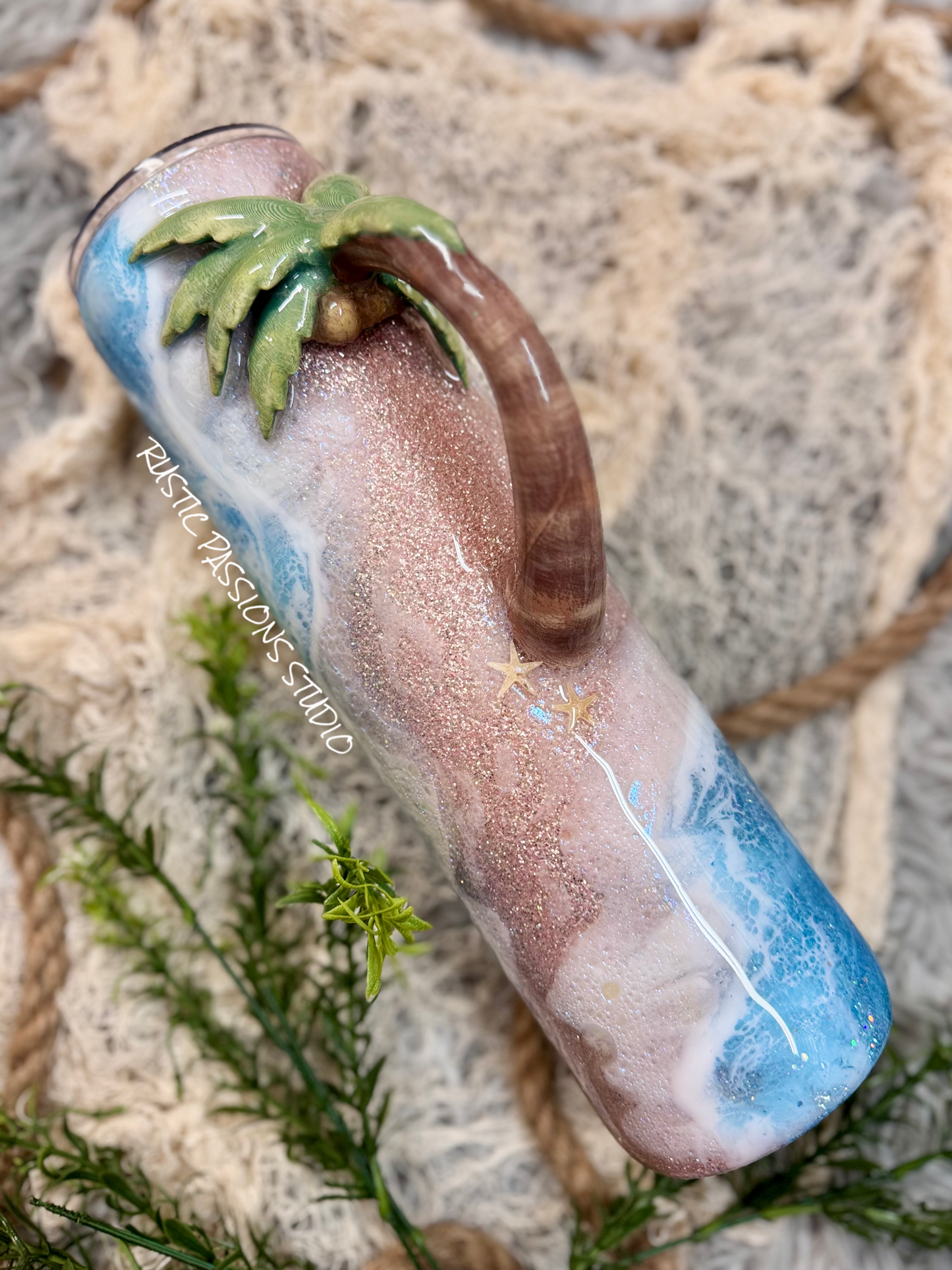 32 oz plump, Hand Painted Sea Turtle Beach Tumbler