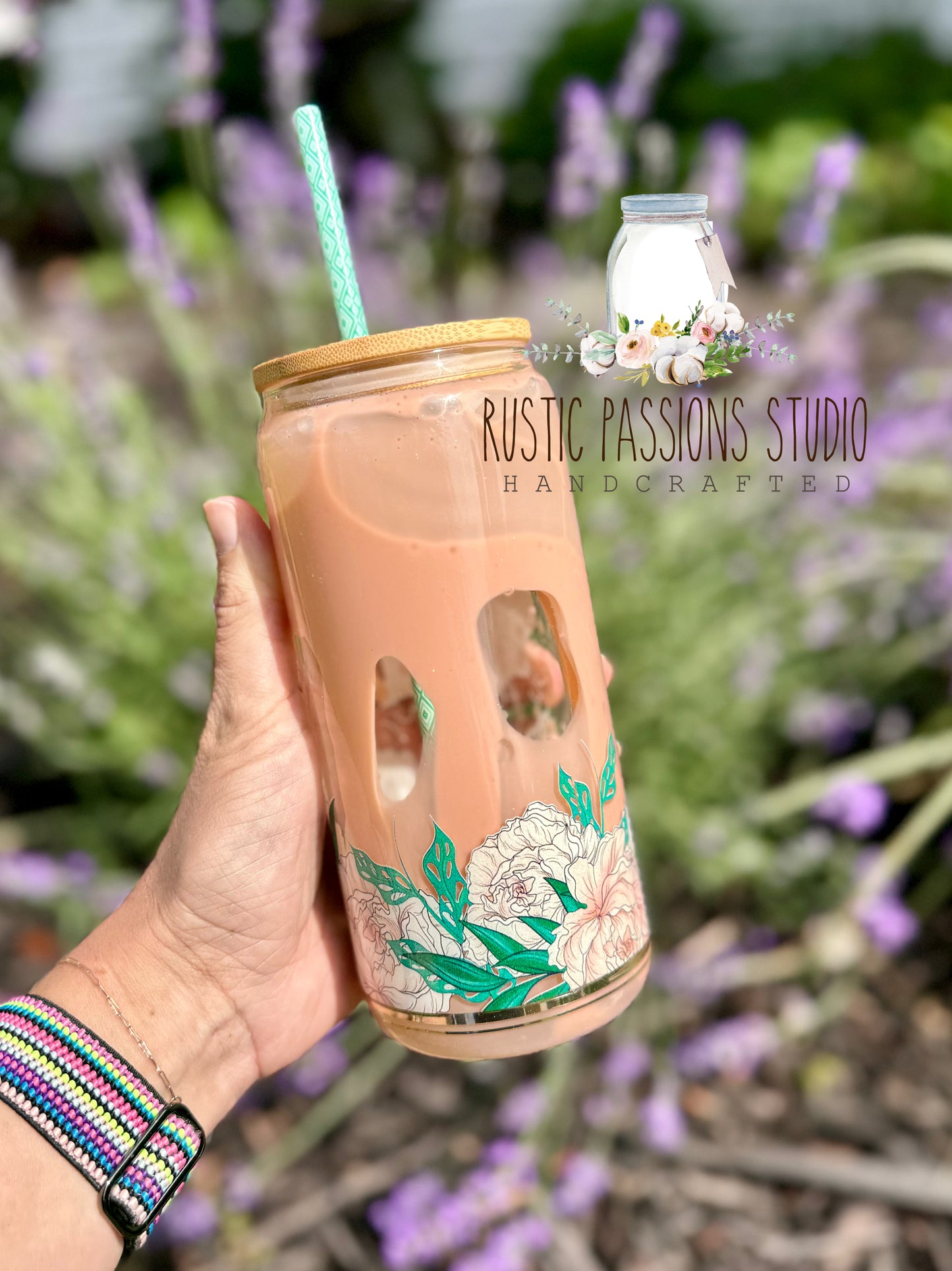 16oz glass Snowglobe drip, All I need is coffee and flowers