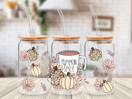 Pumpkin Spice Glass Can Wrap