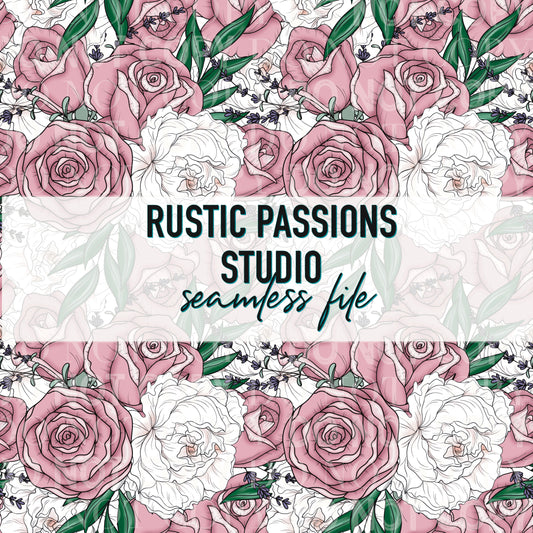 Rose and Peony Seamless Pattern