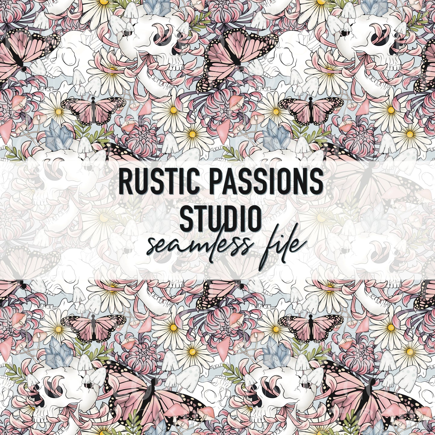 Celestial Floral skull Seamless