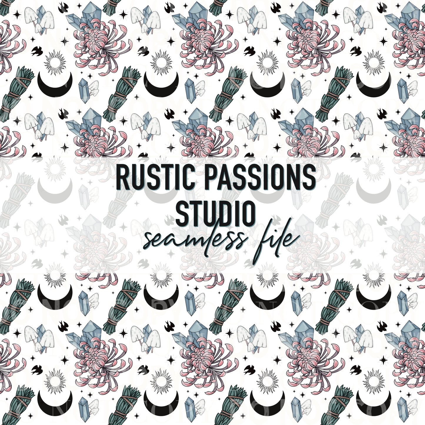 Floral Sage Crystal Seamless