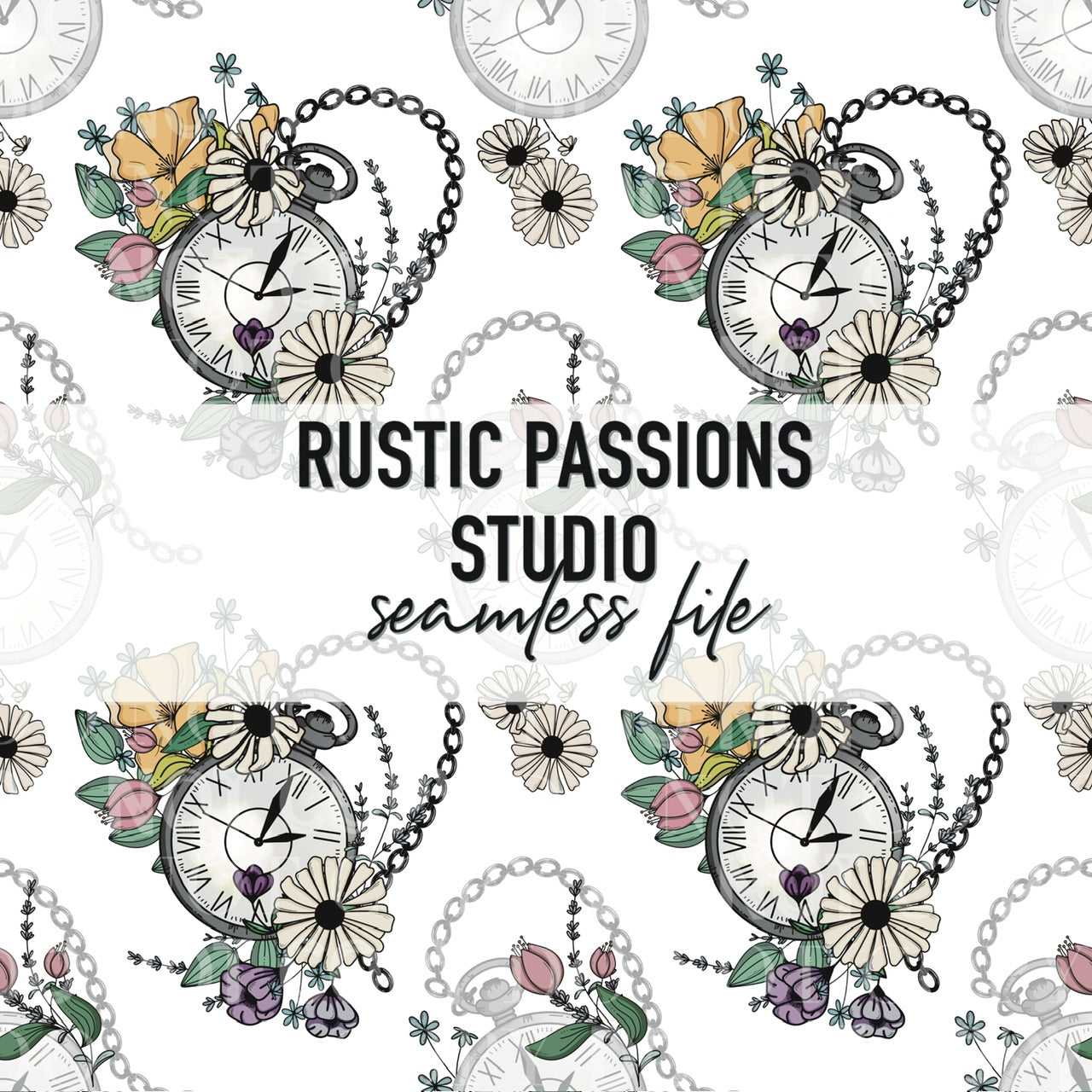 Floral Pocket Watch Seamless