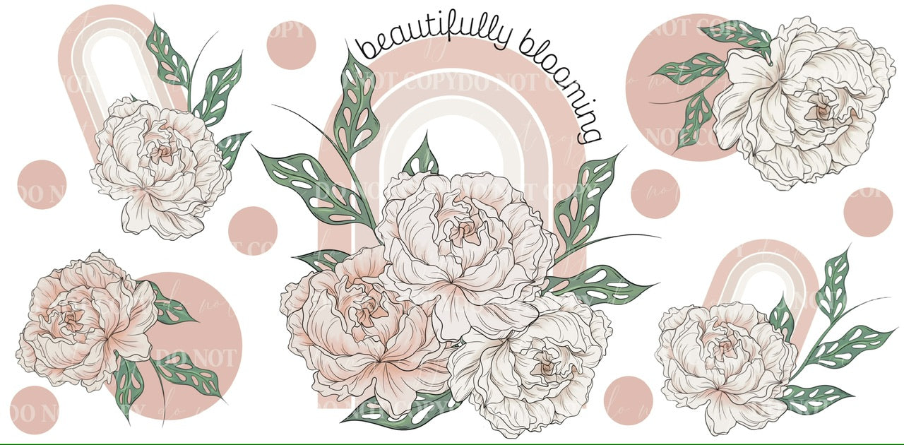 Beautifully Blooming Peony Glass Can