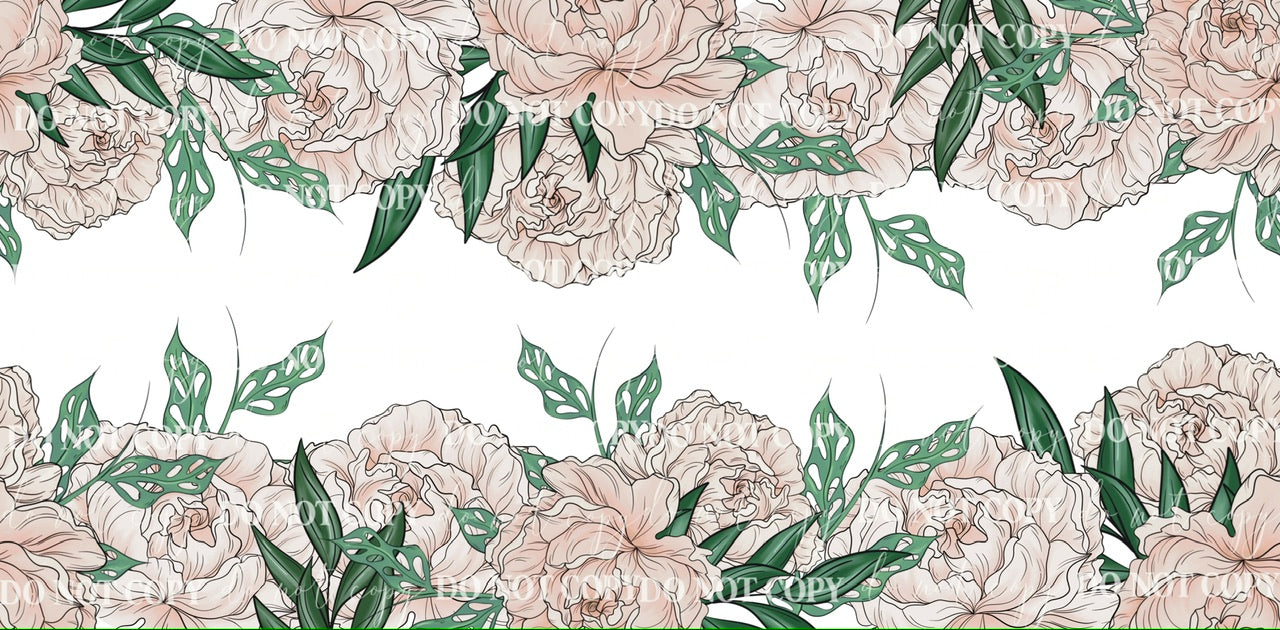 Peony Border Glass Can