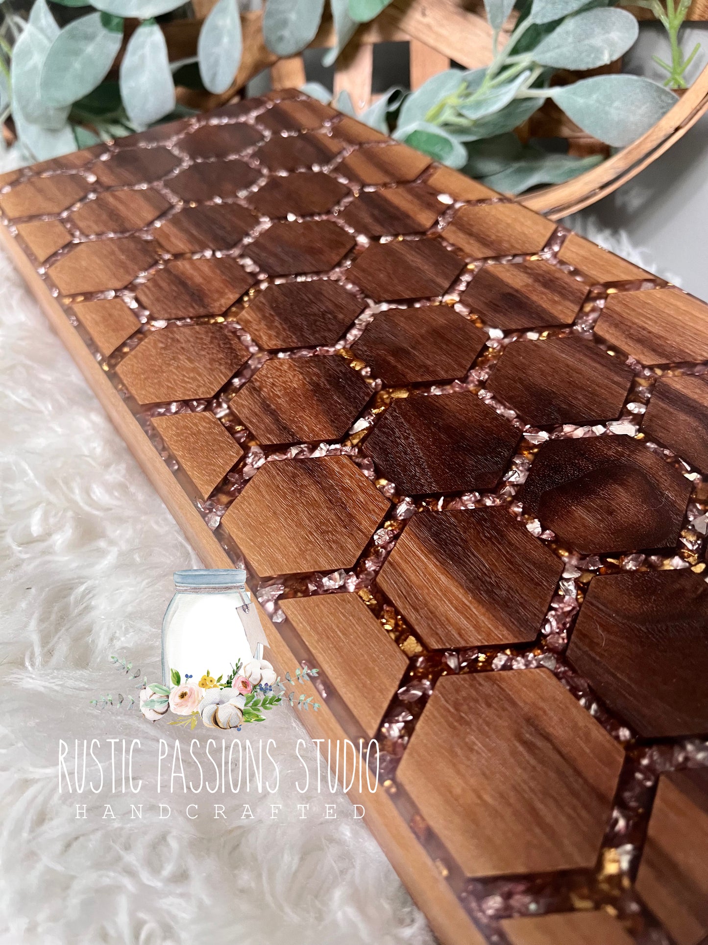 Large Walnut Honeycomb Charcuterie Board