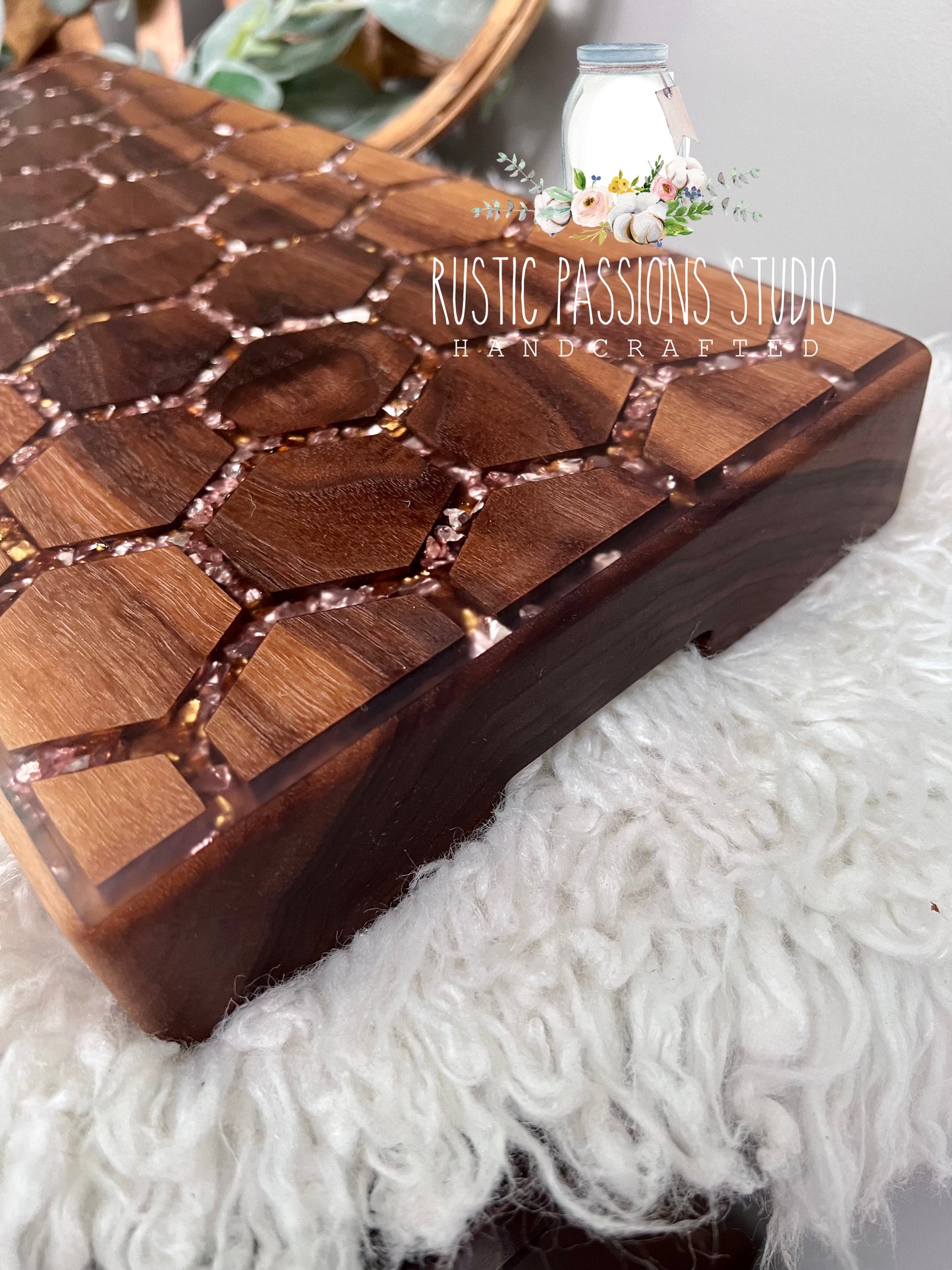Large Walnut Honeycomb Charcuterie Board