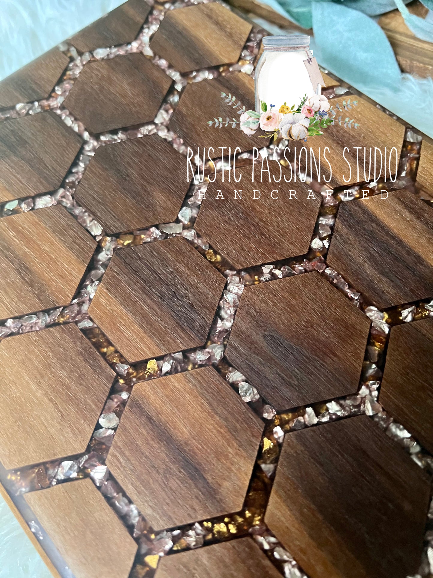 Large Walnut Honeycomb Charcuterie Board