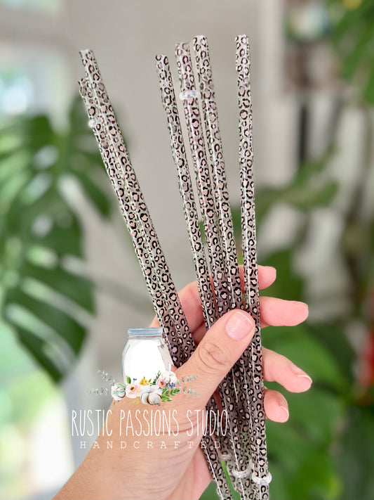 10” Clear Leopard print straws
