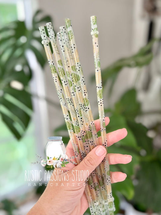 11” Gold and Green Tropical Straw