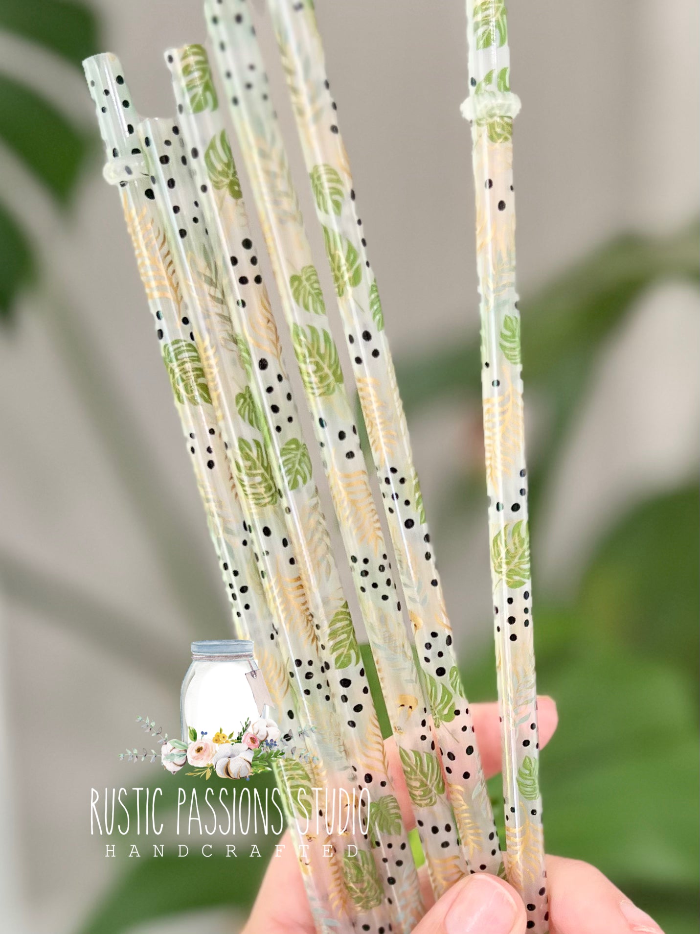 11” Gold and Green Tropical Straw