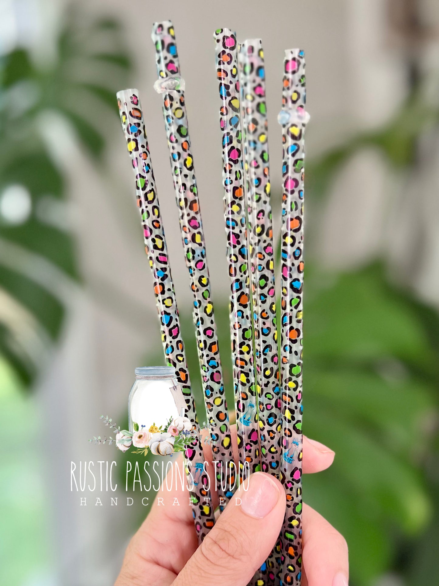 10” Rainbow Leopard Straw