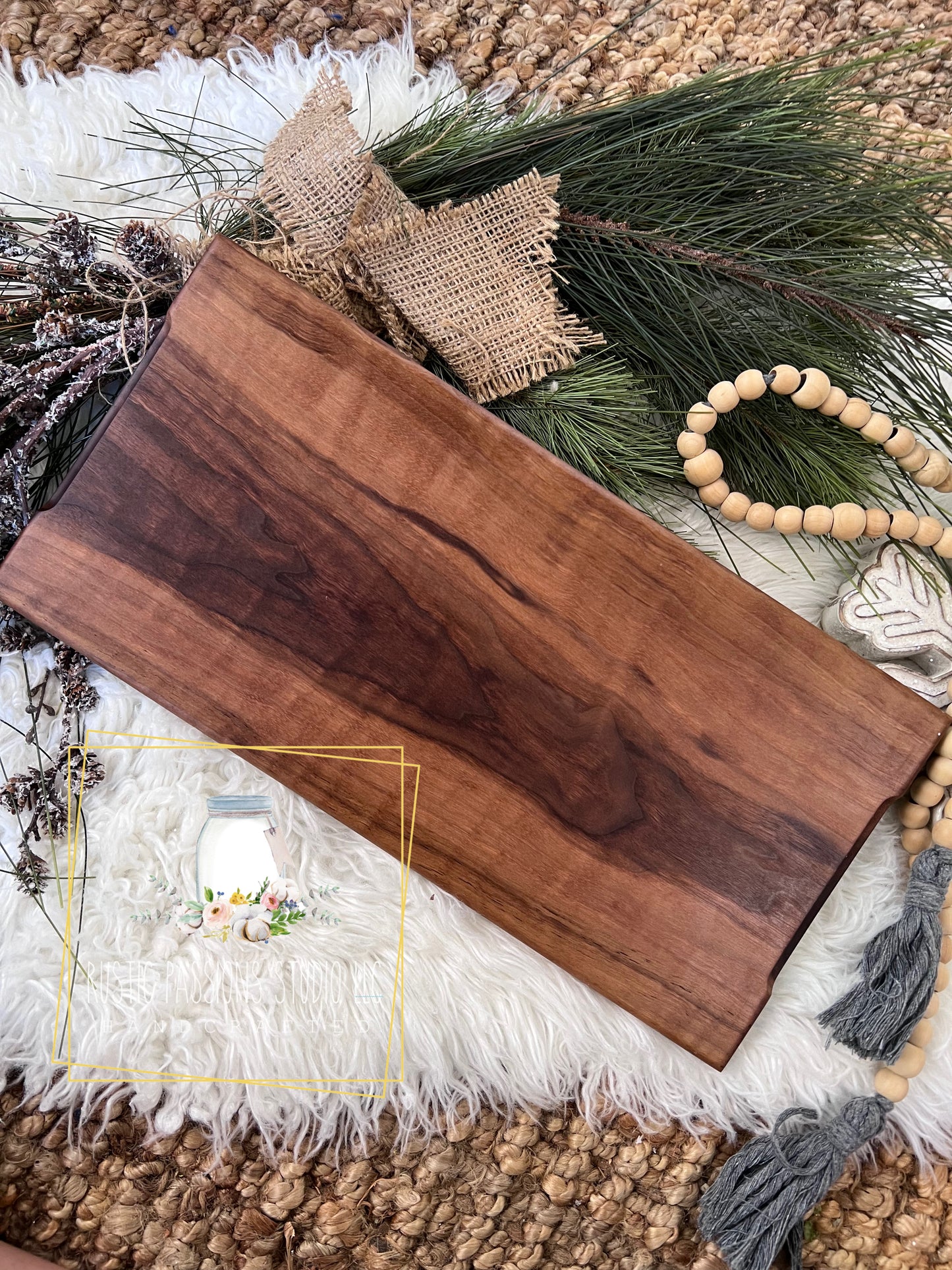 Monstera leaf resin and hardwood walnut charcuterie board