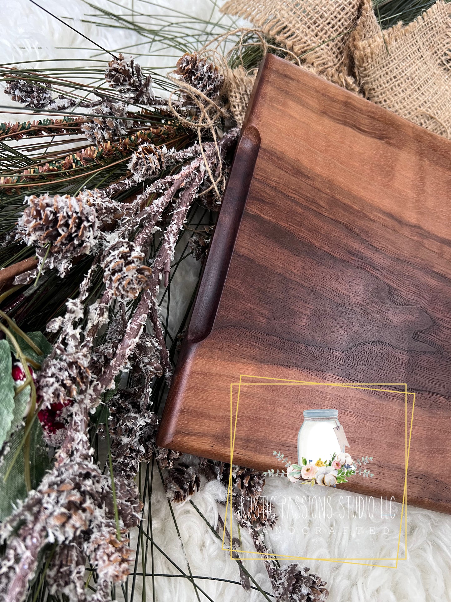 Monstera leaf resin and hardwood walnut charcuterie board