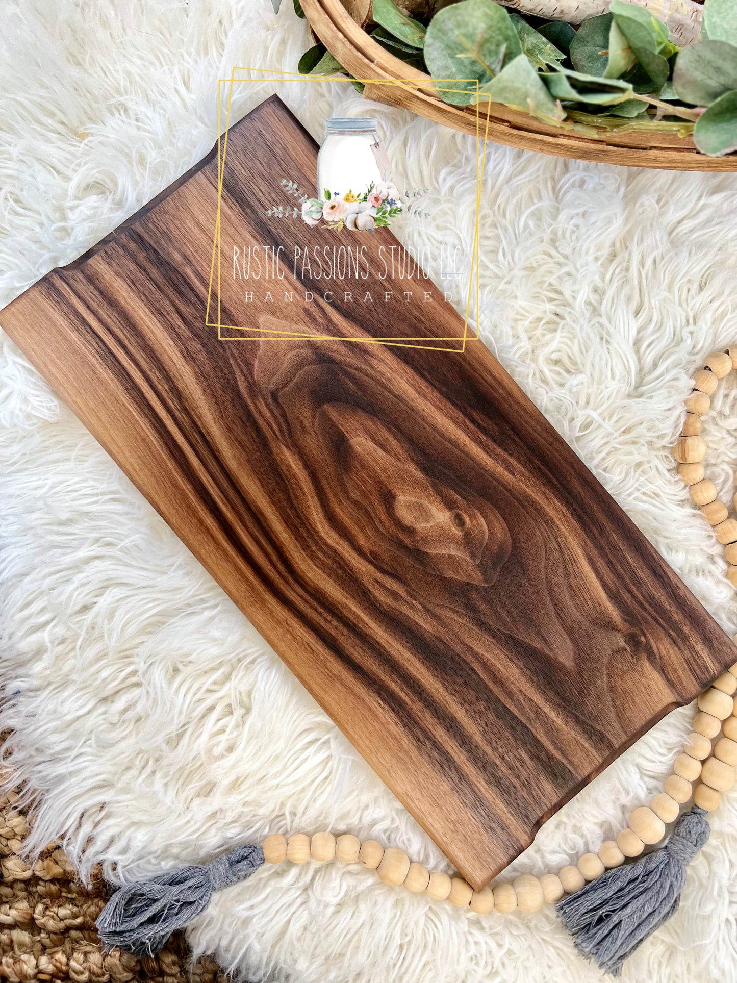 Red Monstera leaf resin and hardwood walnut charcuterie board
