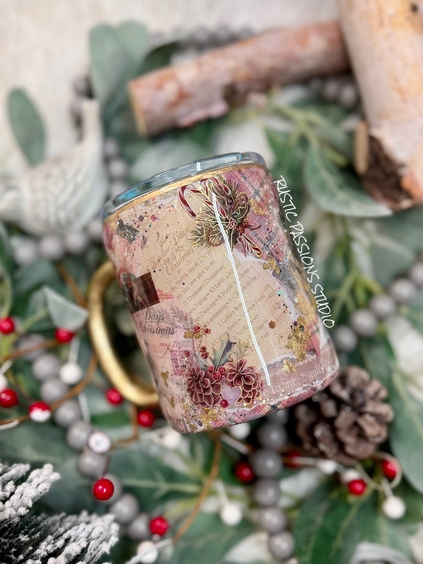 12 oz Holiday Scrapbook Coffee Tumbler