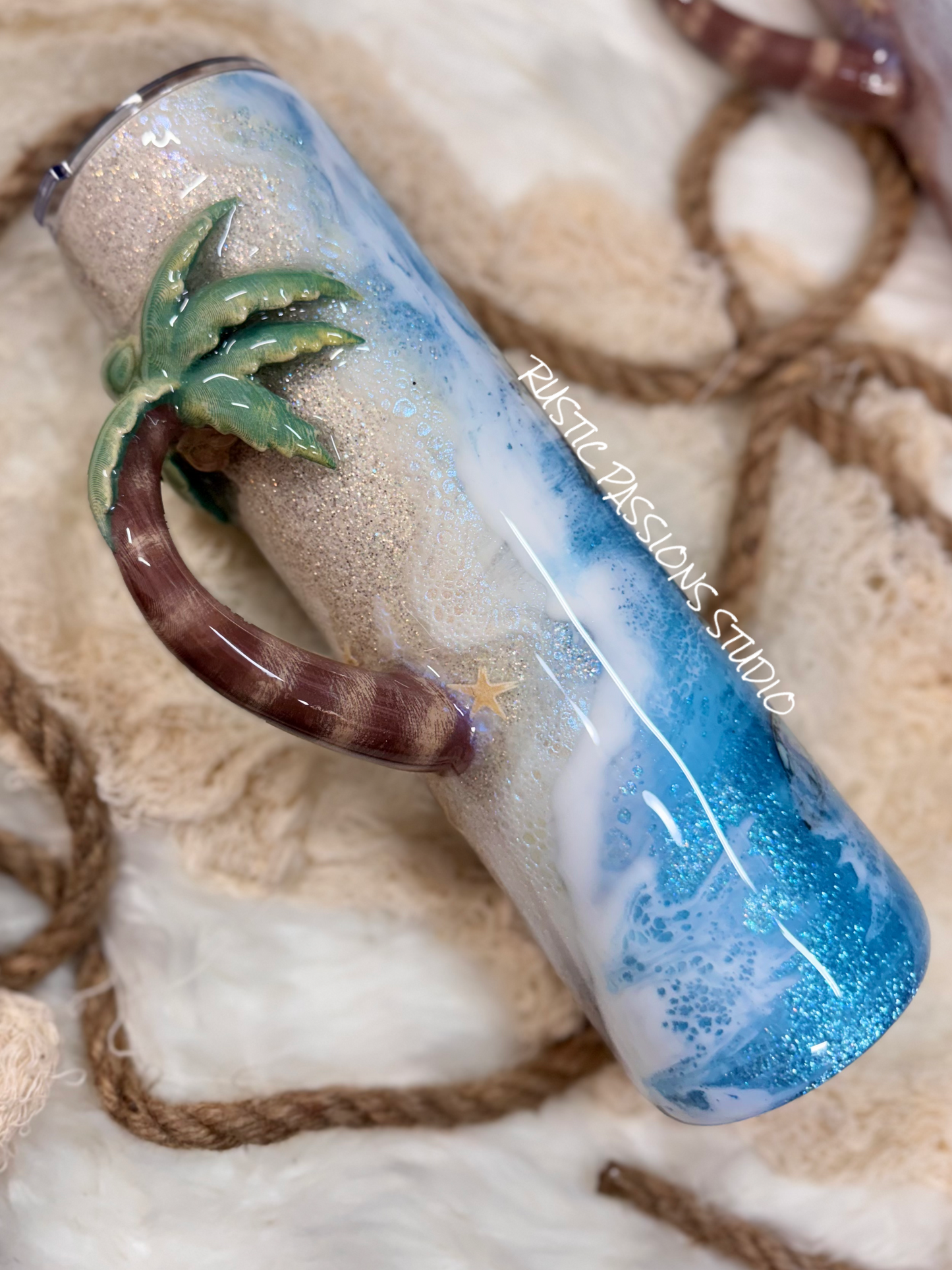 CUSTOM for Kristen Roa Bleha -32 oz plump, Hand Painted Sea Turtle Beach Tumbler