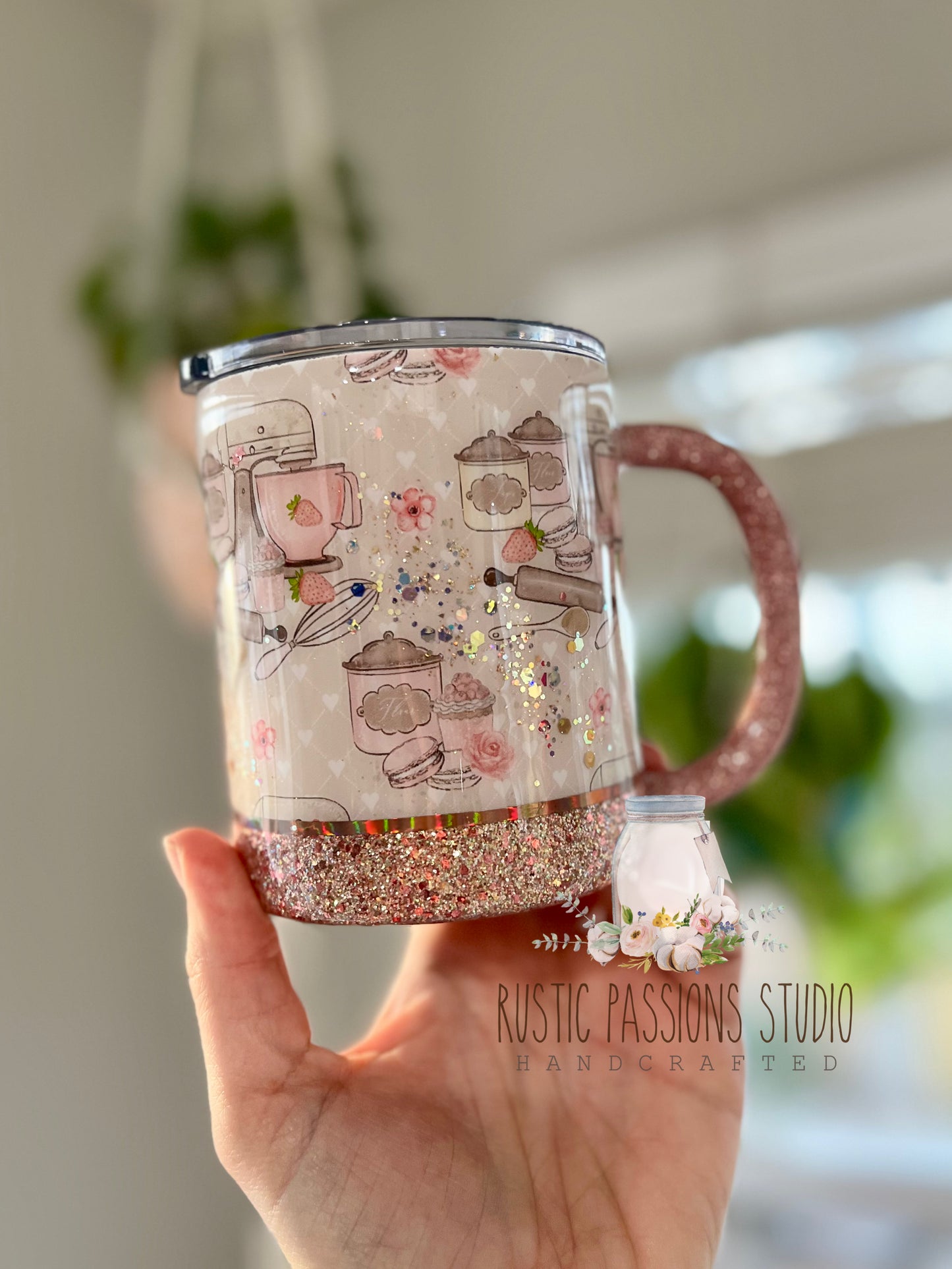 Macaroon glitter coffee mug 15 oz