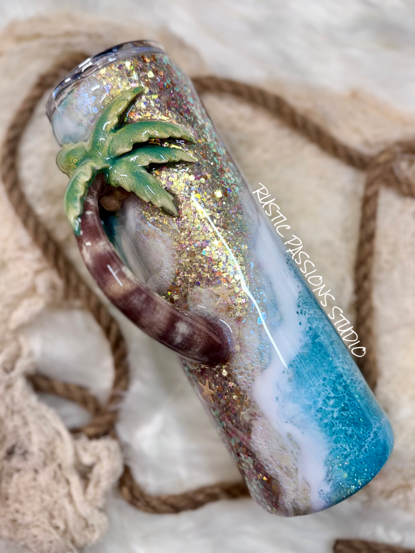 24 oz Plump Hand Painted Sea Turtle Beach Tumbler