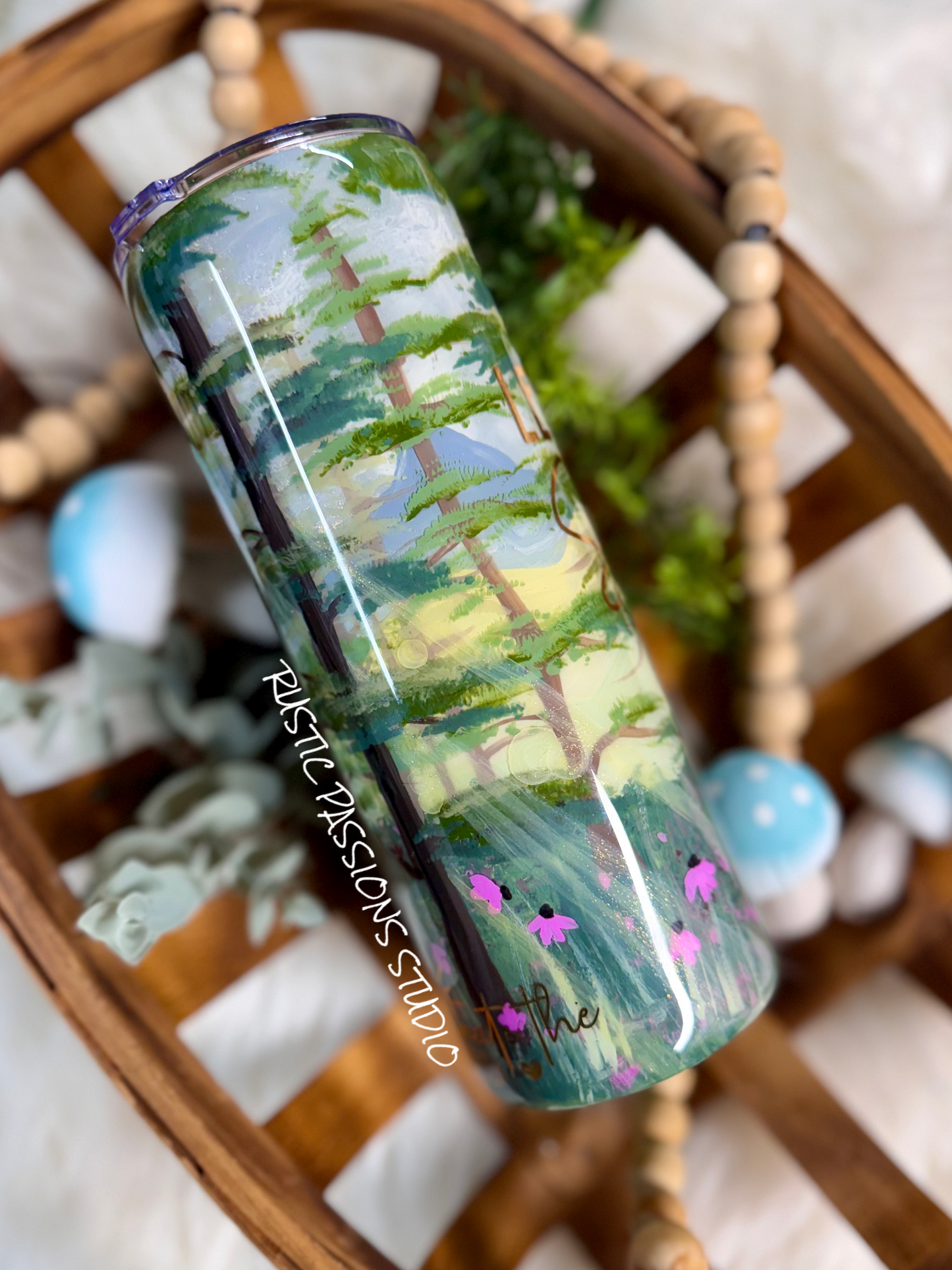 20 oz skinny Let your Light Shine,  Hand Painted Tumbler