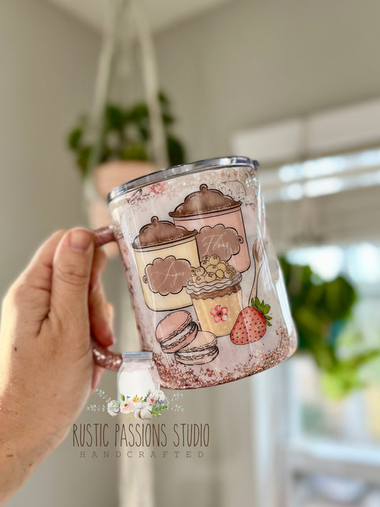 Macaroon glitter coffee mug 15 oz
