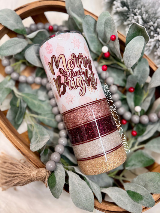 24oz Merry and Bright Glitter Tumbler