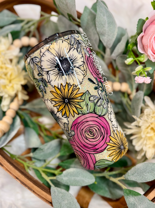 Anemone and Buttercup Hand Painted 20oz curve
