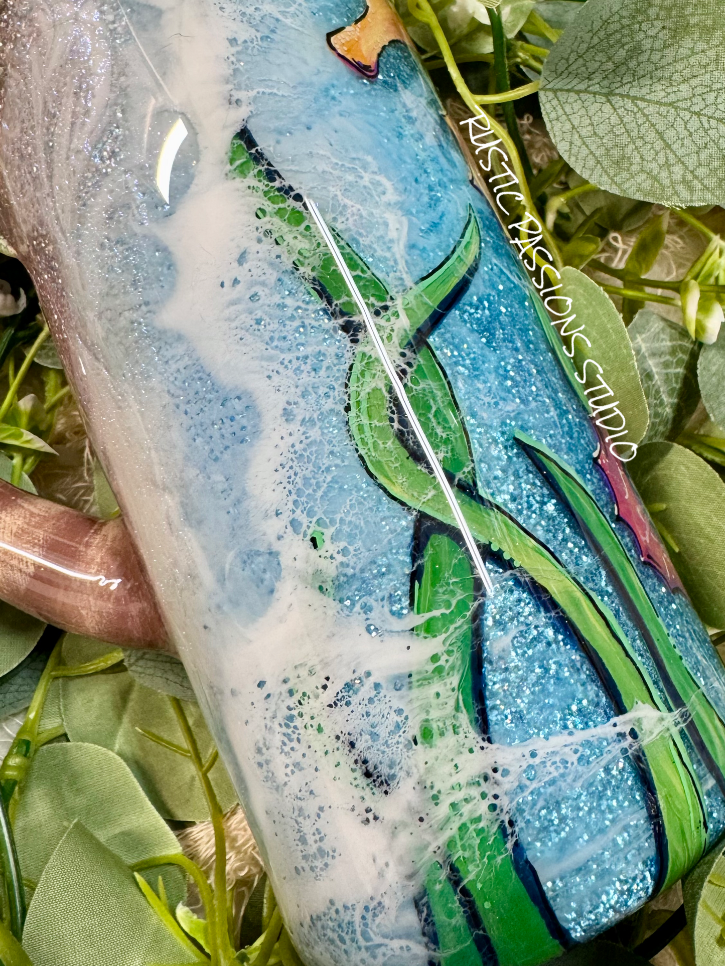 24 oz Plump Hand Painted Seahorse Beach Tumbler