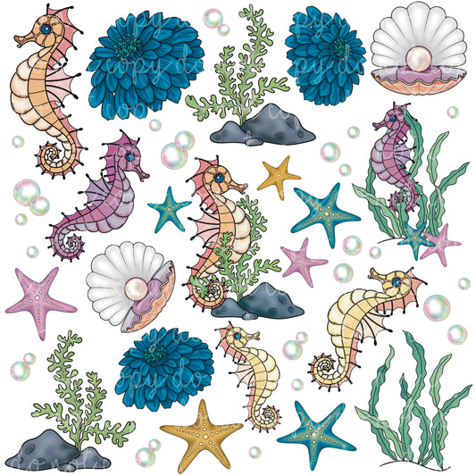 Floral Seahorse Elements