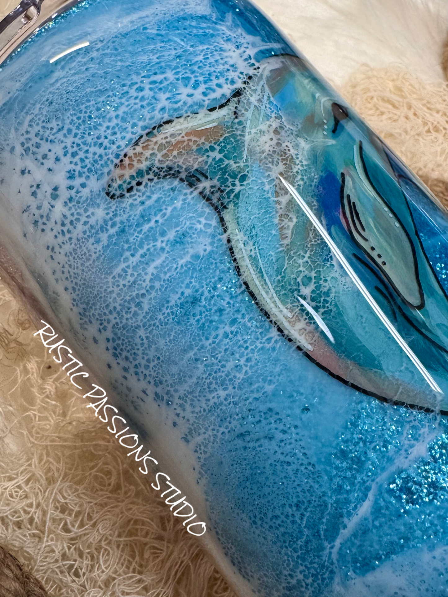 32 oz curve, Hand Painted Dolphin Beach Tumbler