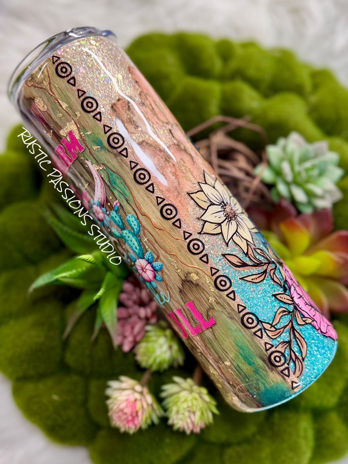 30 oz skinny  Hand Painted Western, Do no Harm, Tumbler (Pink)