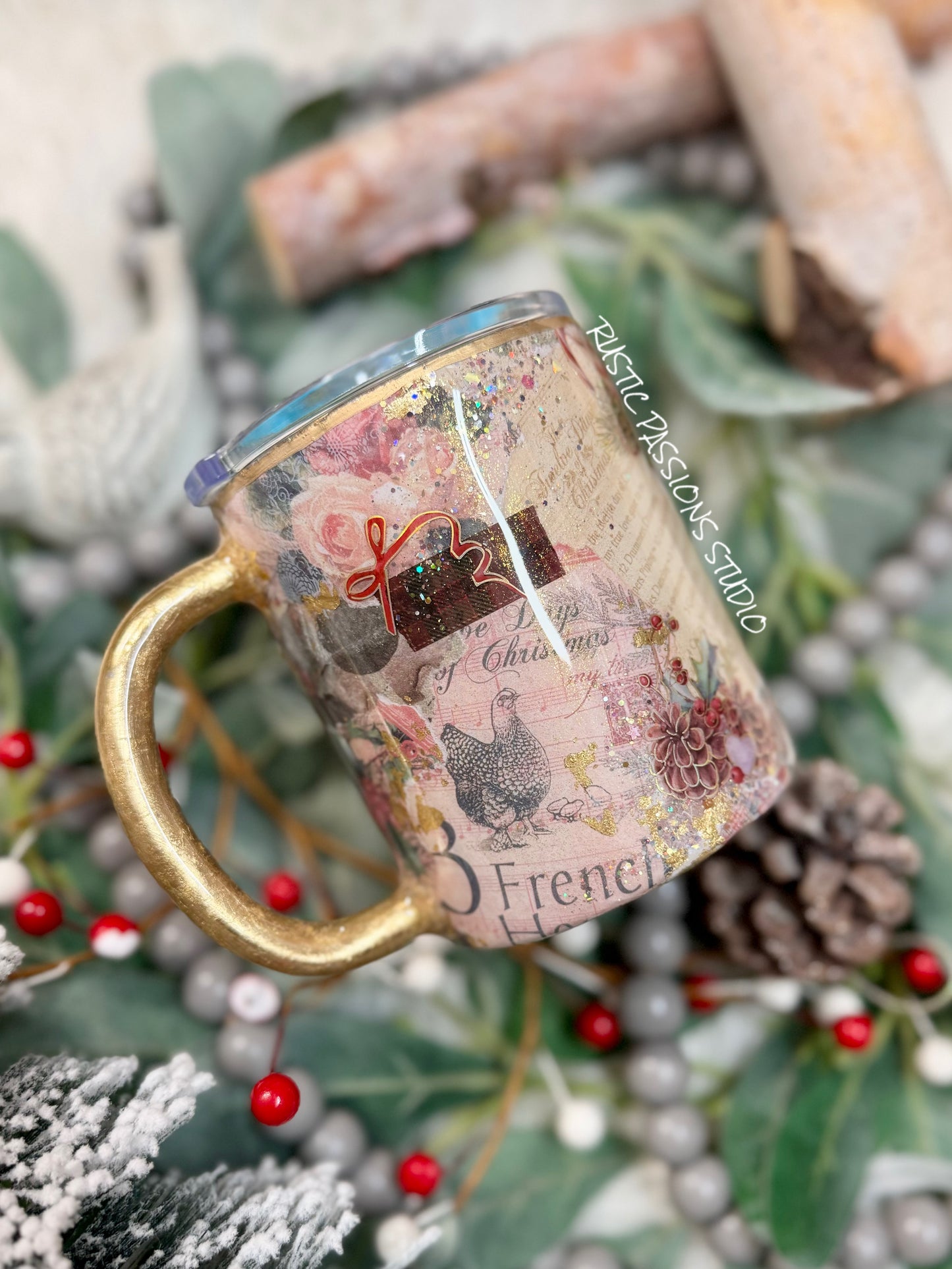 12 oz Holiday Scrapbook Coffee Tumbler