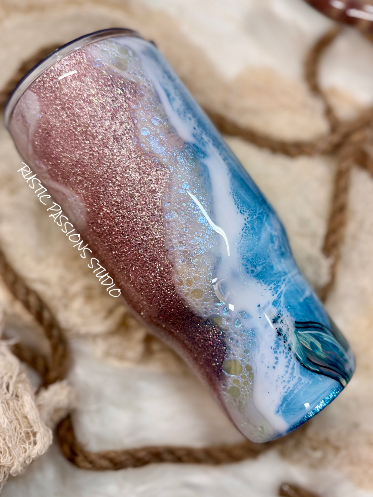 32 oz curve, Hand Painted Dolphin Beach Tumbler