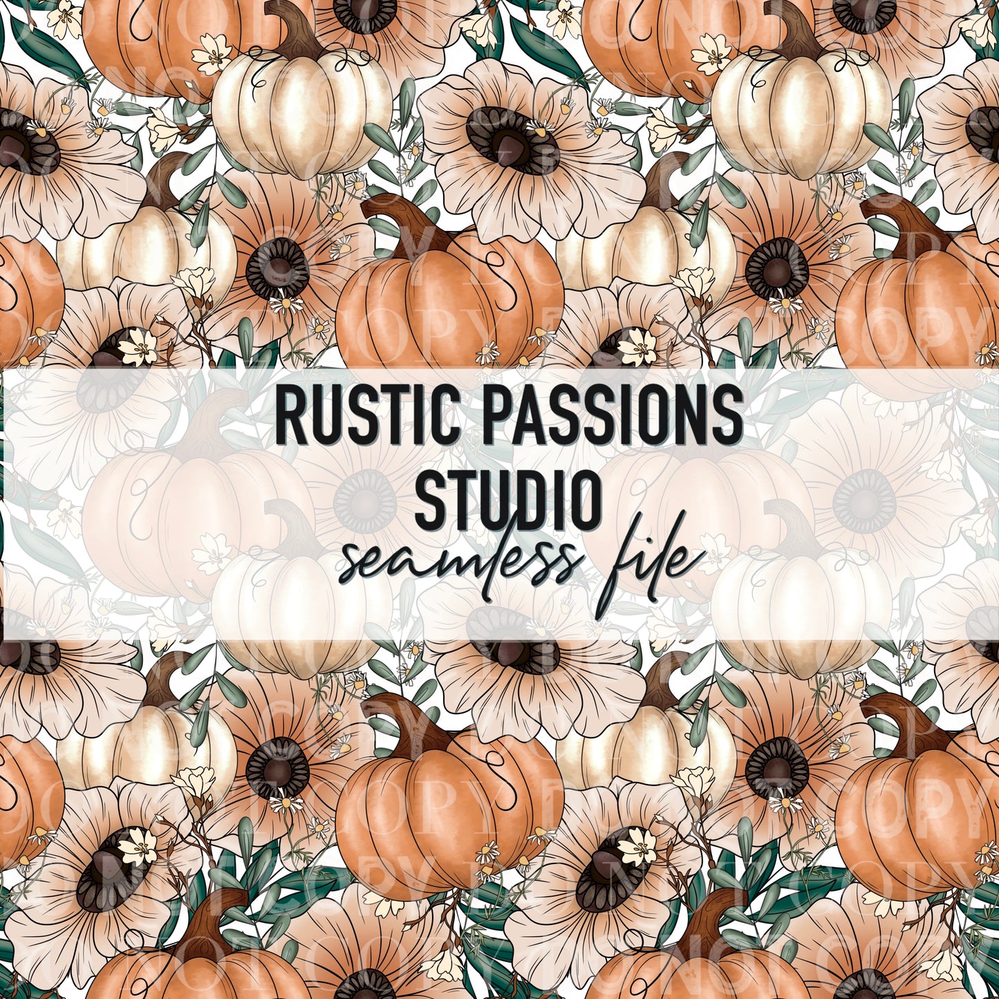 Fall Pumpkin Floral Seamless