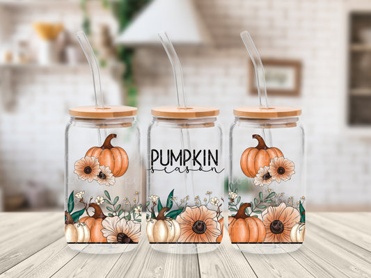 Pumpkin Season Glass Can Wrap