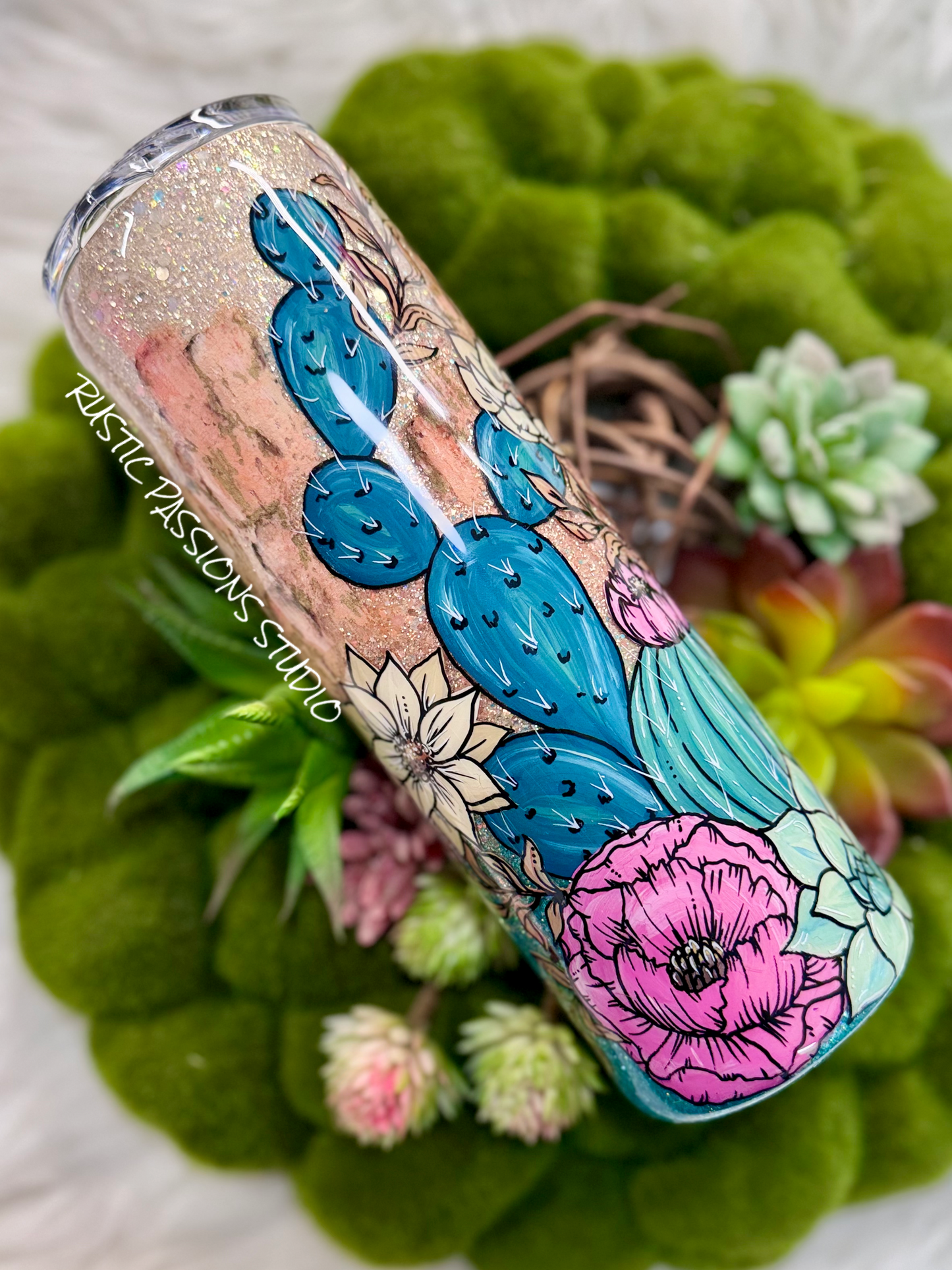 30 oz skinny  Hand Painted Western, Do no Harm, Tumbler (Pink)
