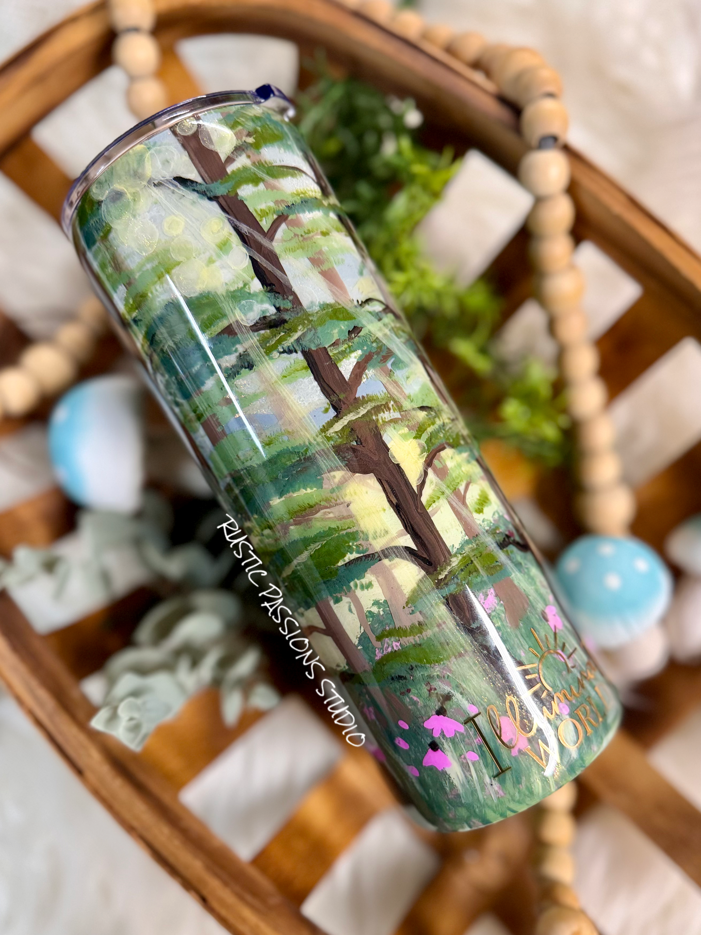 20 oz skinny Let your Light Shine,  Hand Painted Tumbler
