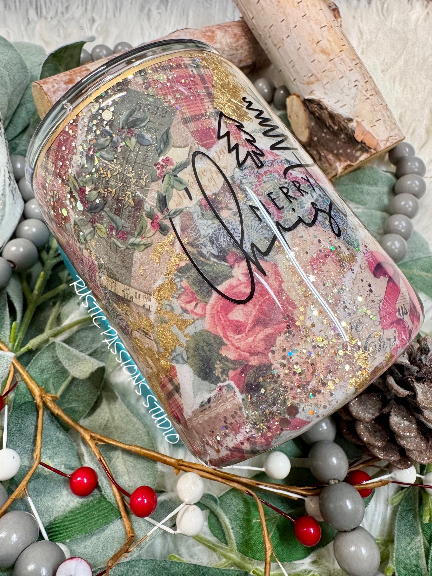 12 oz Holiday Scrapbook Coffee Tumbler