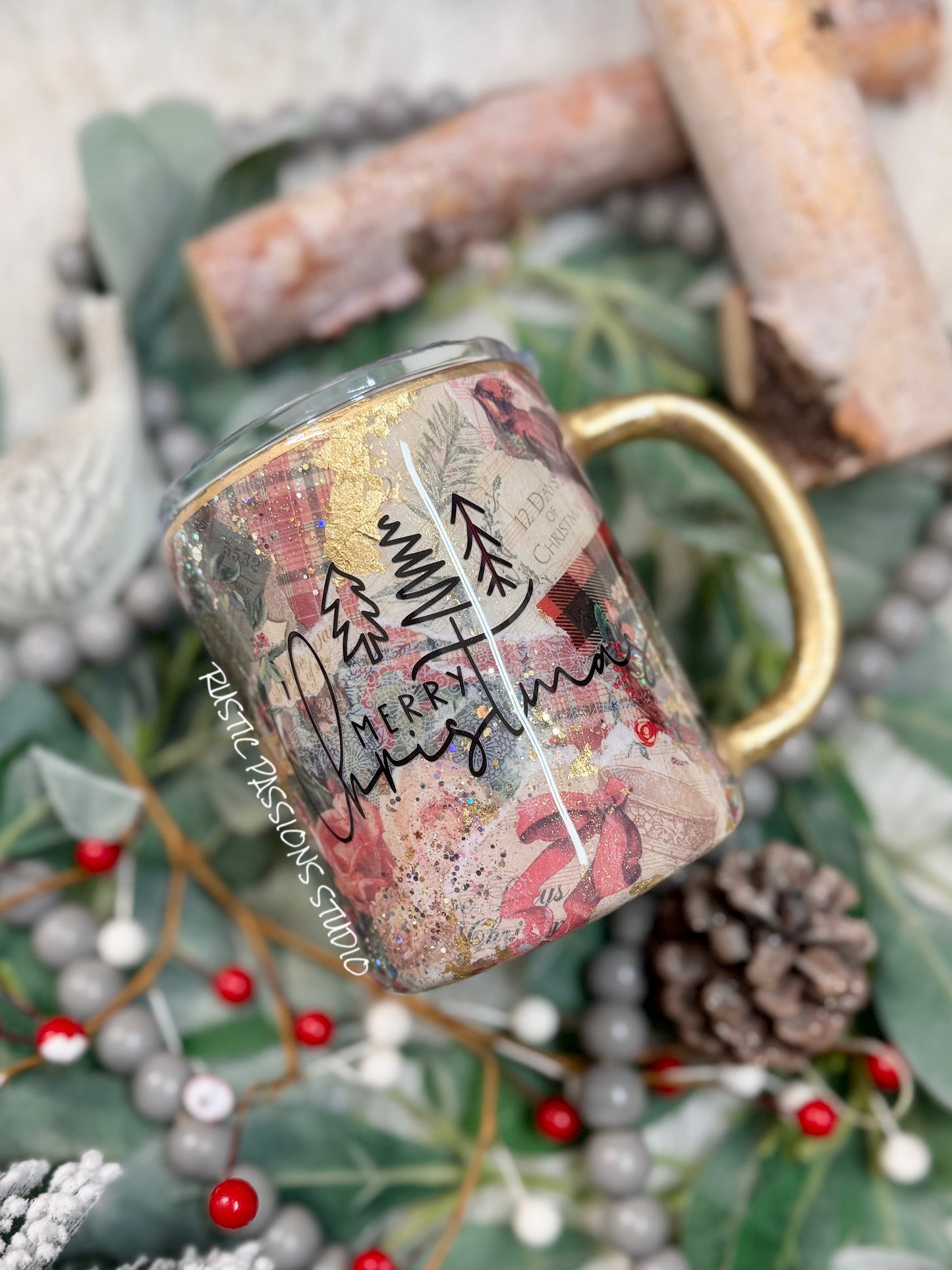 12 oz Holiday Scrapbook Coffee Tumbler