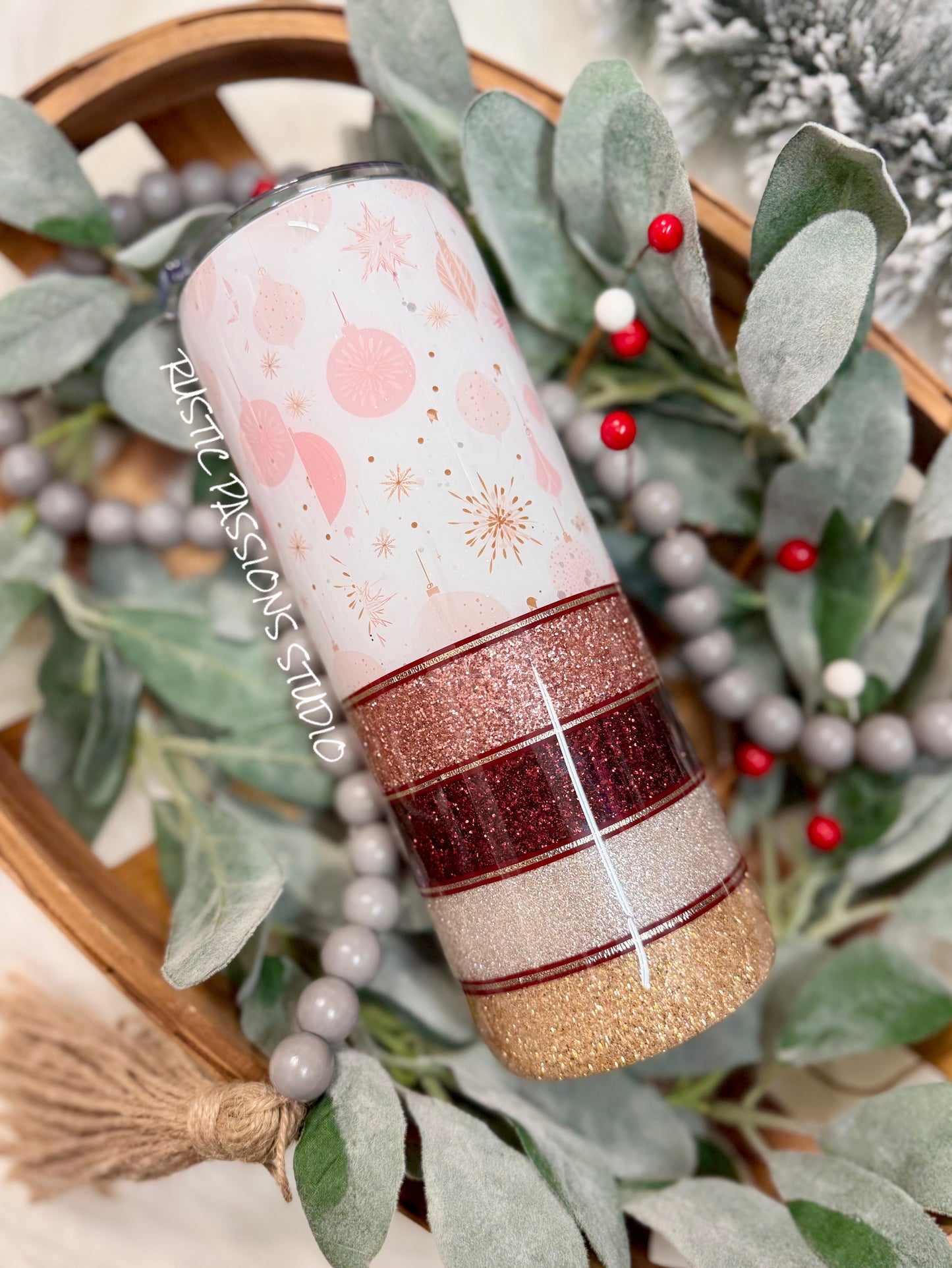 24oz Merry and Bright Glitter Tumbler