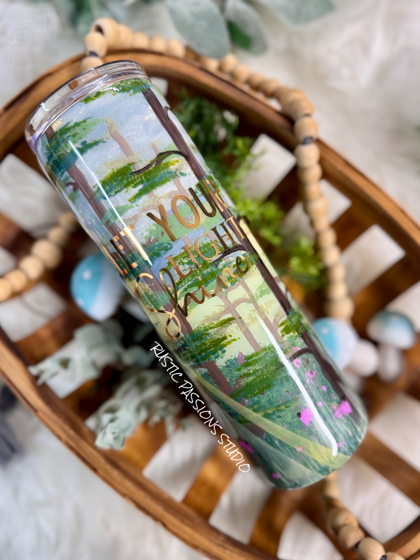 30 oz skinny Let your Light Shine,  Hand Painted Tumbler (Copy)